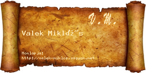 Valek Miklós névjegykártya
